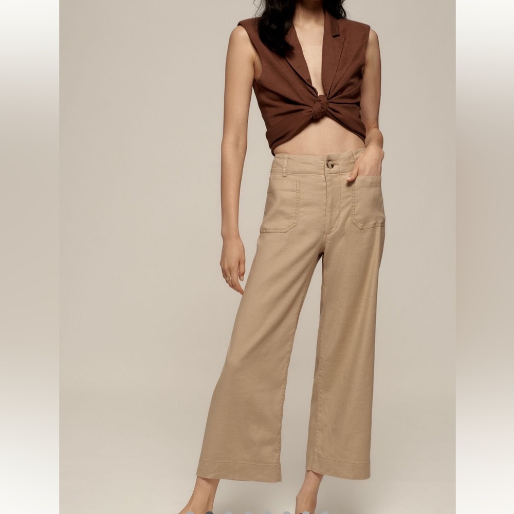 Maeve Colette Cropped Wide Leg Pants Linen Edition